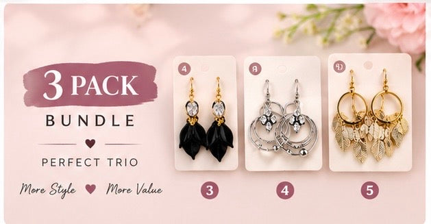 3-Pack Earring Bundle – Stylish Fashion Earrings | GILDEJEWELS.PK